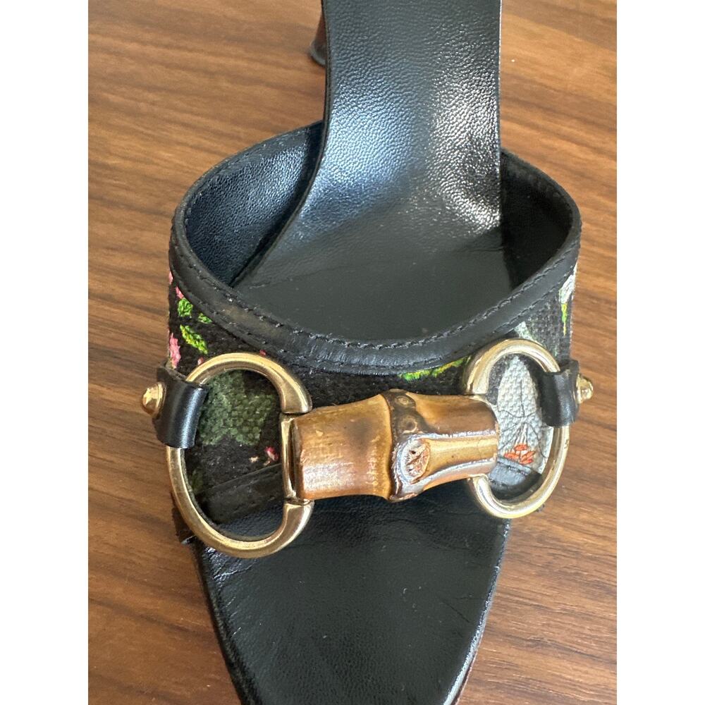 Gucci Bamboo Horsebit Floral Mule Heels Size 5.5 - Picture 5 of 10